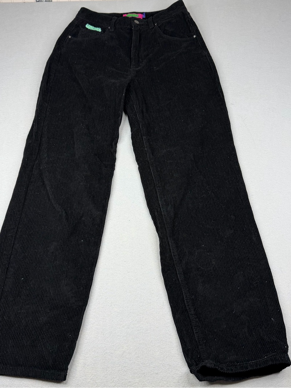 Empyre Tori Corduroy Pants Womens 5 Black Baggy Wide Leg Y2K Skater Grunge